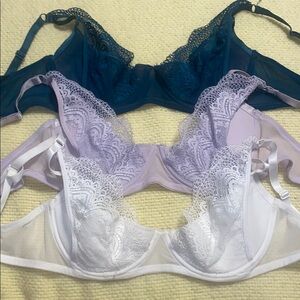 Adore Me Lace Underwire Bra Set - Blue, Lavender, White